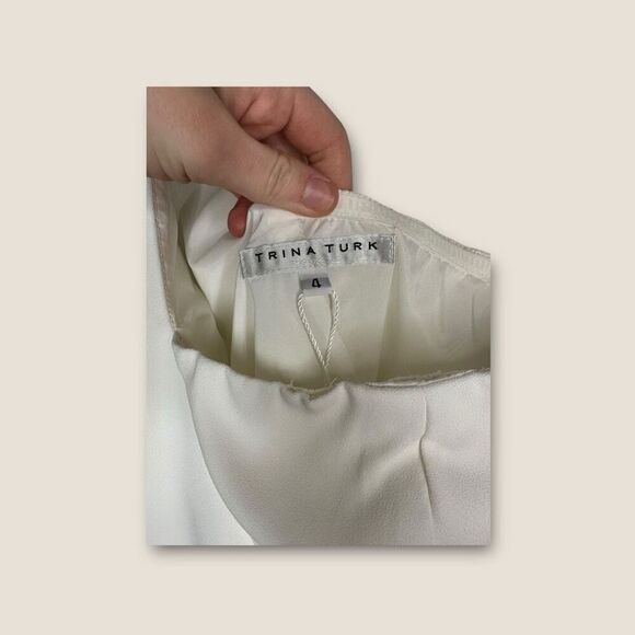Trina Turk Glamorous One-Shoulder Top in White Wash Size 4 NWOT - Picture 5 of 5